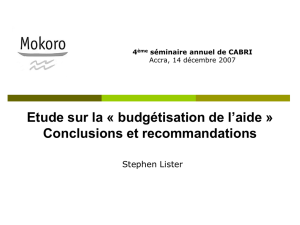 budgétisation de l`aide » conclusions et recommandations Scéance 4