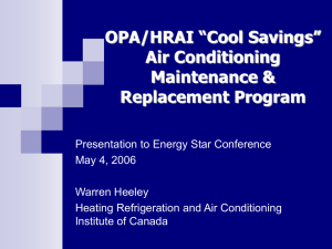 OPA/HRAI “Cool Savings” Air Conditioning Maintenance