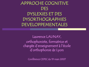 approche cognitive des dyslexies et des dysorthographies
