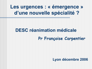 Les Urgences - DESC Réanimation Médicale