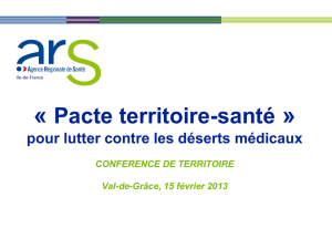Pacte territoire-santé - Pour lutter contre les déserts médicaux