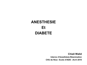 Anesthésie et Diabète - Extranets du CHU de Nice