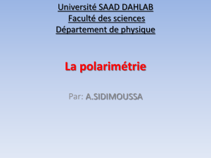 La polarimétrie - Université SAAD DAHLAB de BLIDA