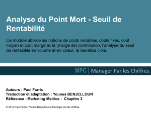 Analyse du Point Mort - Management By The Numbers