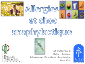 Allergies et choc anaphylactique