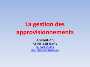 La gestion des approvisionnements