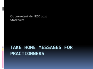 TAKE HOME MESSAGES FOR PRACTIONNERS