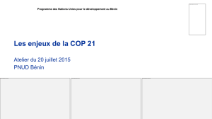 Enjeux liés à la COP 21