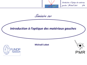 Introduction à l`optique des matériaux gauches Michaël Lobet