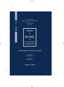 Statut de Rome T. 1 et 2 . Editions Pedone