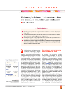 Hémoglobine, hématocrite et risque cardiovasculaire