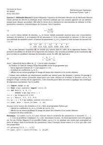 Mathématiques Appliquées Exercices Python, sujet 1 >>> p0=array