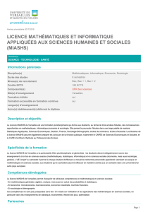 Licence Mathématiques et Informatique Appliqué