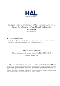 Dialogue entre la philosophie et la politique, Aristote et - Hal-SHS
