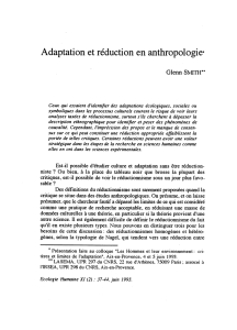 Adaptation et réduction en anthropologie*