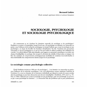 SOCIOLOGIE, PSYCHOLOGIE ET SOCIOLOGIE PSYCHOLOGIQUE