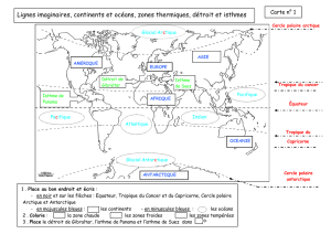 Lignes imaginaires, continents et océans, zones thermiques, détroit