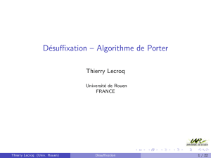 Désuffixation -- Algorithme de Porter