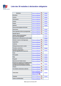 Liste des 30 maladies à déclaration obligatoire