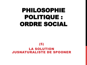 PHILOSOPHIE POLITIQUE : ORDRE SOCIAL