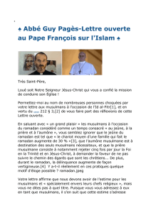 Abbé Guy Pagès-Lettre ouverte au Pape François sur l`Islam