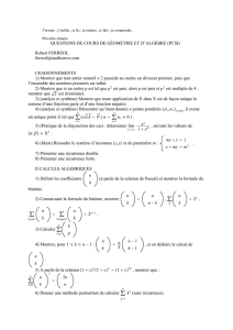 QUESTIONS DE COURS DE GÉOMÉTRIE ET D`ALGÈBRE (PCSI