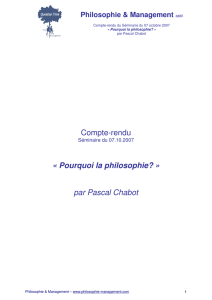 Pourquoi la philosophie?