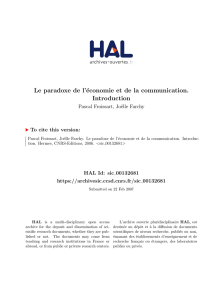 Le paradoxe de l`économie et de la communication - Hal-SHS