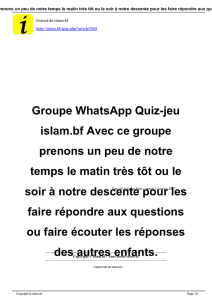 Groupe WhatsApp Quiz-jeu islam.bf Avec ce groupe prenons un peu