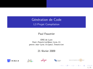Génération de Code - L3 Projet Compilation