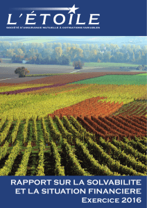 RAPPORT SUR LA SOLVABILITE ET LA SITUATION FINANCIERE