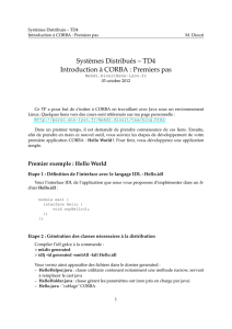 Systèmes Distribués – TD4 Introduction à CORBA : Premiers pas