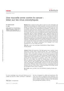revue Une nouvelle arme contre le cancer : bilan sur les virus