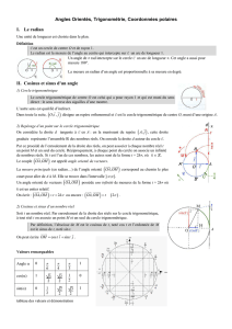 Angles Orientés, Trigonométrie, Coordonnées polaires I. Le radian II