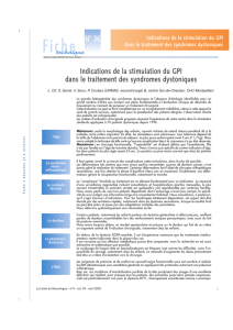 Indication de la stimulation du GPI dans le traitement des syndrome