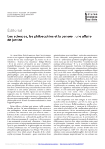 Les sciences, les philosophies et la pensée : une affaire de justice