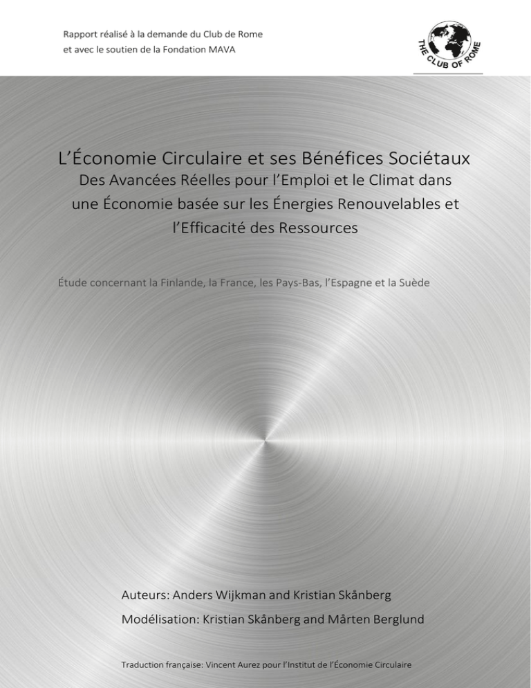 L`économie Circulaire Et Ses Bénéfices Sociétaux