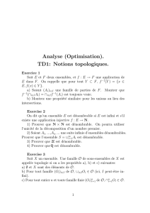 Analyse (Optimisation). TD1: Notions topologiques.