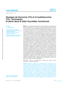 Dosages de thyroxine - John Libbey Eurotext