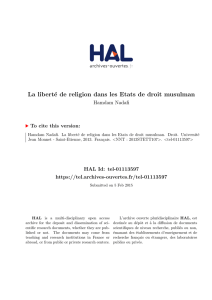 La liberté de religion dans les Etats de droit musulman - Hal-SHS