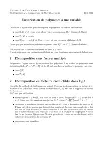 Factorisation de polynômes à une variable 1 Décomposition sans
