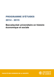 Baccalauréat universitaire en histoire économique et sociale 2014