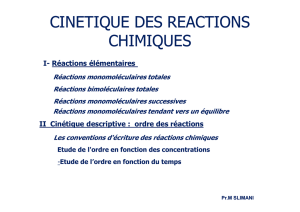 CINETIQUE DES REACTIONS CHIMIQUES