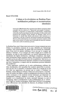 L`islam et la révolution au Burkina Faso - IRD