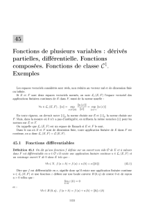 45 Fonctions de plusieurs variables : dérivés partielles, di érentielle