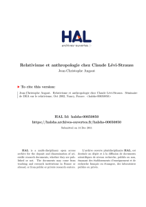 Relativisme et anthropologie chez Claude Lévi-Strauss - Hal-SHS