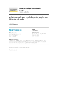 Wilhelm Wundt. La « psychologie des peuples » et l`histoire culturelle