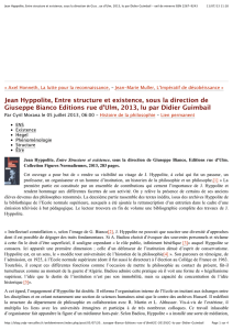 Jean Hyppolite, Entre structure et existence, sous la direction de