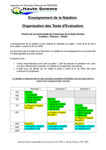 Enseignement de la Natation Organisation des Tests d`Evaluation.