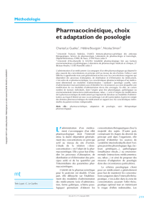 Pharmacocinétique, choix et adaptation de posologie